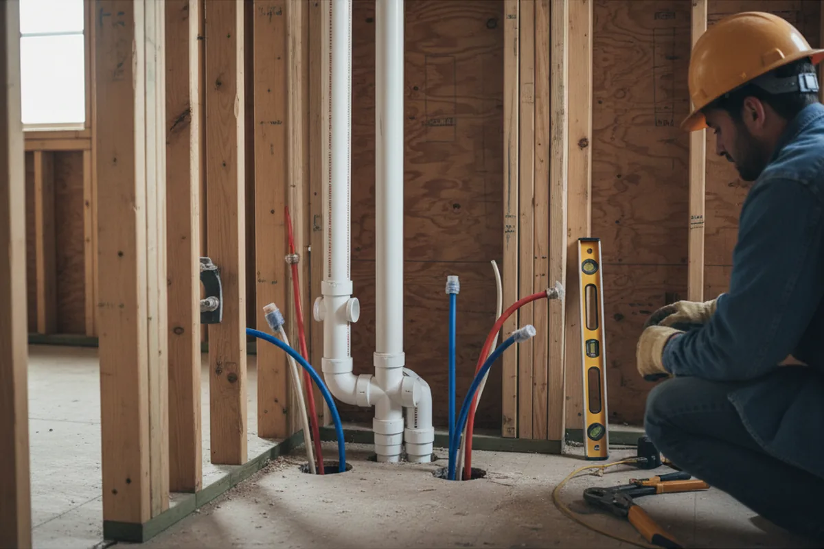 Drain and supply rough-in during Toilet Repair and Installation in Waterford Works