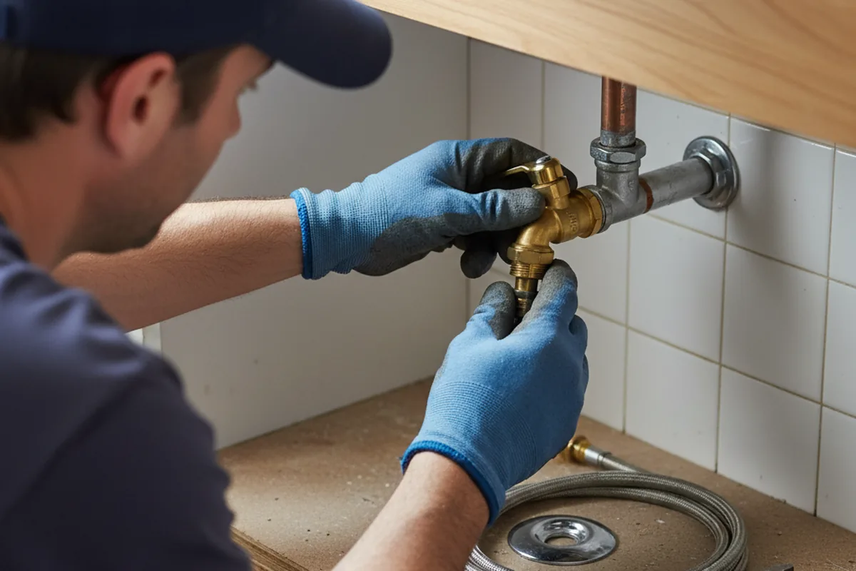 Shutoff valve and fitting work during Faucet and Fixture Repair in Waterford Works